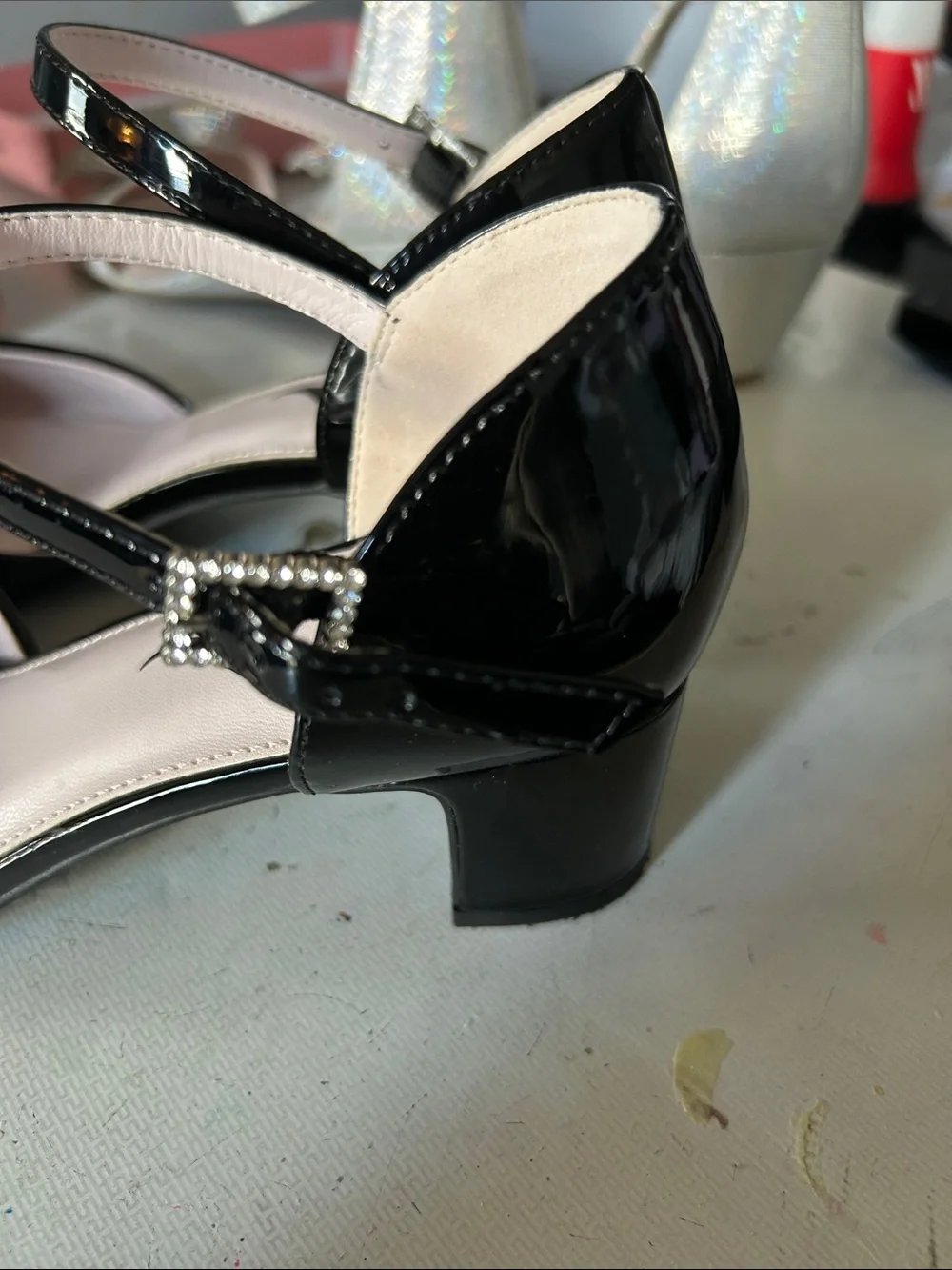 Nina Black Patent Mary Jane Block Heel Shoes